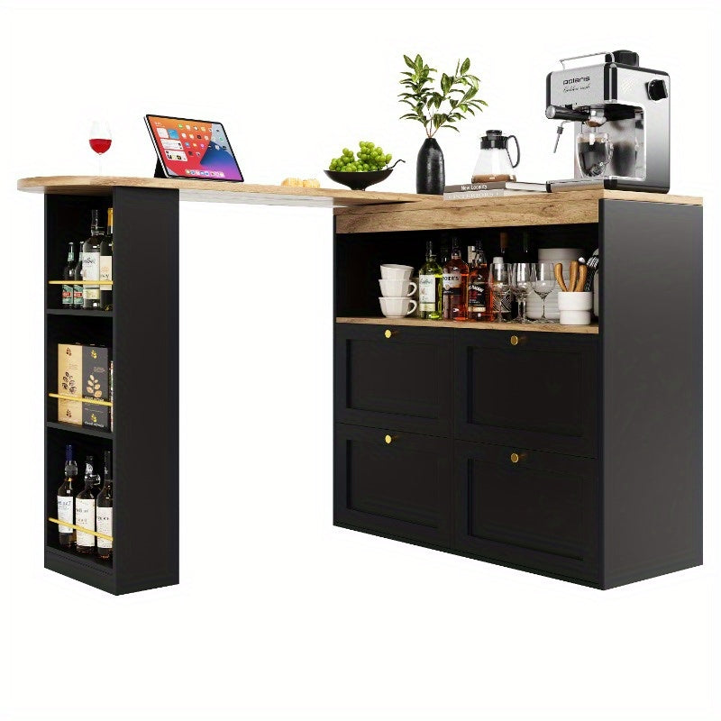 360 Degree Swivel Serving Table With 4 Drawers Storage Cabinet Side Table For Dining Room Office Living Room Home Furniture Modern Design