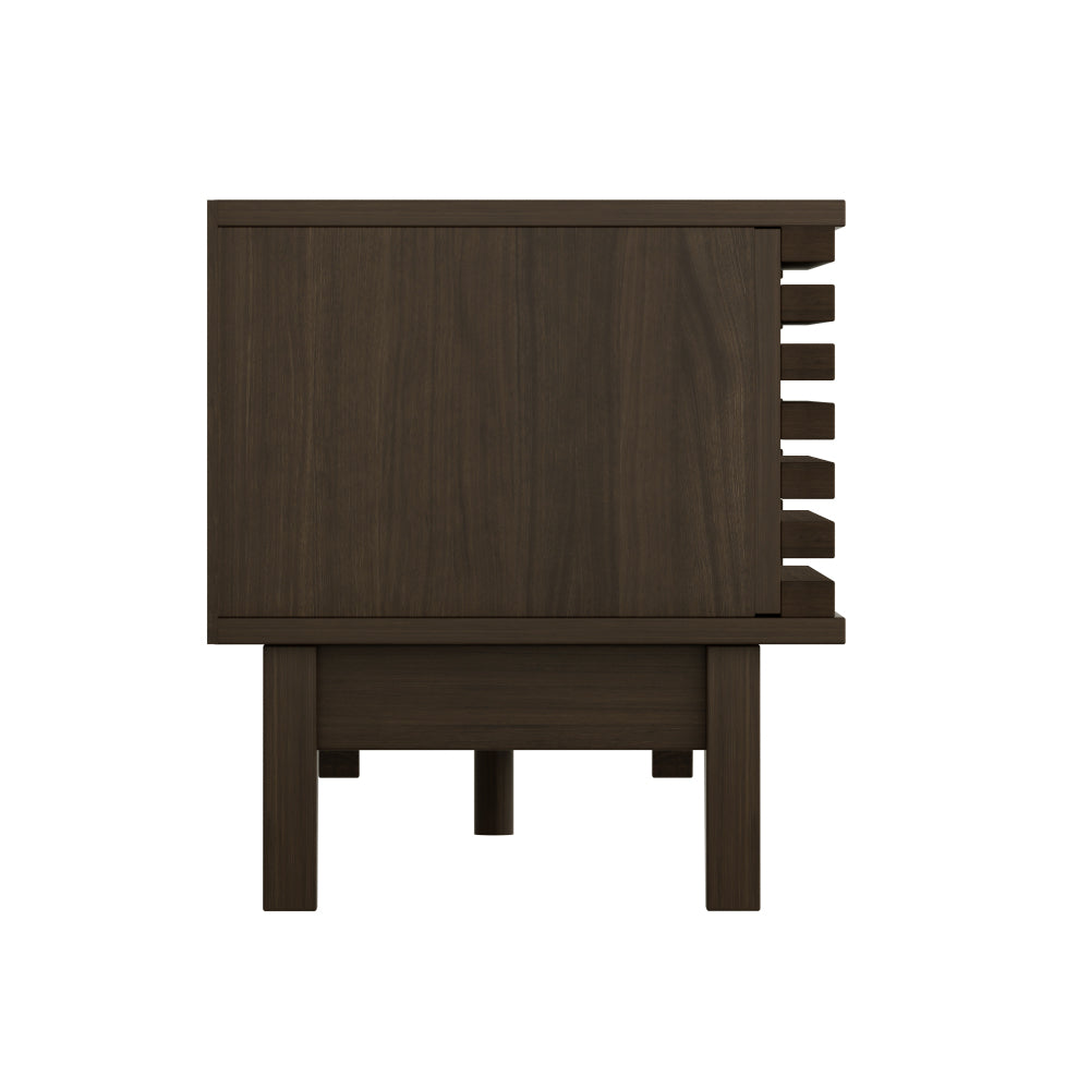 TV Console with One Drawer and Three Doors | Vintage Wood Finish, Metal Construction, Unique Design