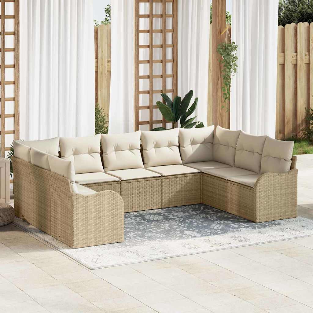 Modulaire Loungeset – Tuinbank – Buitenbank – Loungesofa – Patio Sofa – Handgeweven Rattan – Comfortabele Schuimkussens – Beige Crème Zonder Tafel