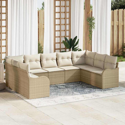 Modulaire Loungeset – Tuinbank – Buitenbank – Loungesofa – Patio Sofa – Handgeweven Rattan – Comfortabele Schuimkussens – Beige Crème Zonder Tafel