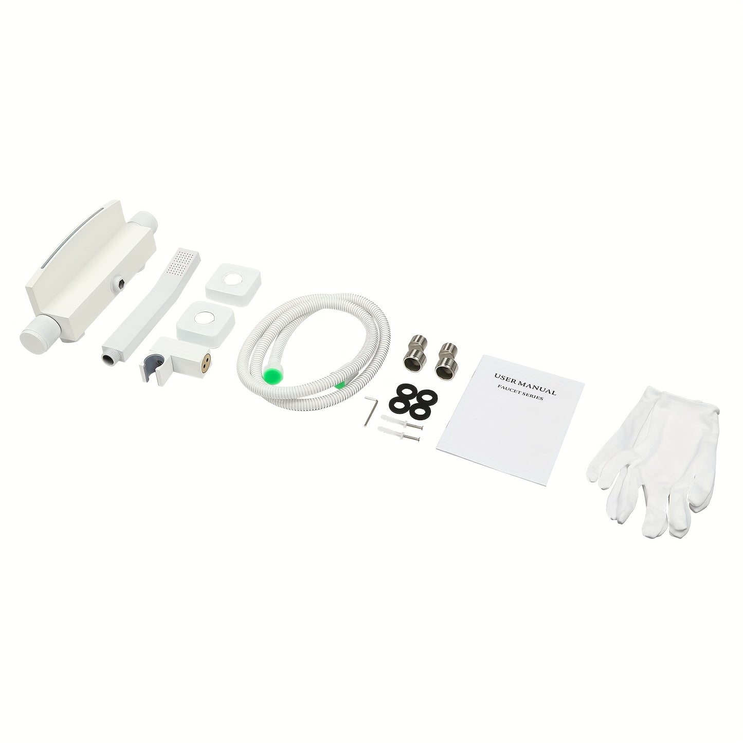 TOOL1SHOOO Wall Mounted Bathtub Faucet Set White Matte Finish with Waterfall Spout And Hand Shower 304 Stainless Steel Hose Ceramic Valve Cartridge Dual Controls for Modern Bathroom Hotel Spa