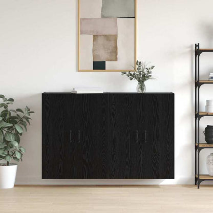 Wandkast – Wandkastje – Muurkast – Opbergkast – Opbergmeubel – Zwart Eikenhout – 2 Stuks – 69,5x34x90 cm – Stevig En Duurzaam