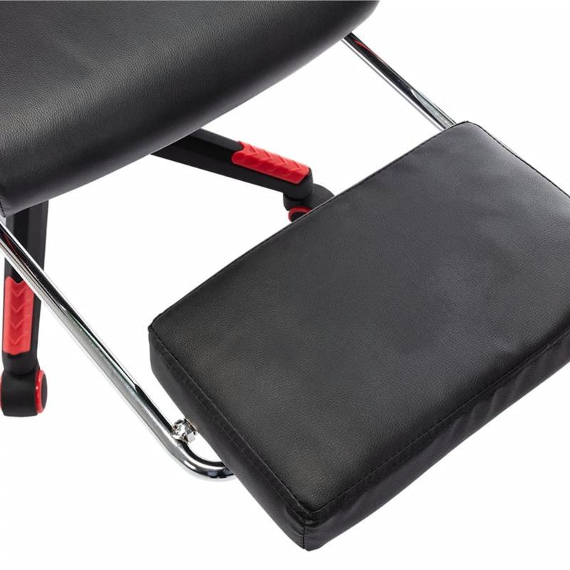 Gaming Chair with Footrest in Black And Red Faux Leather