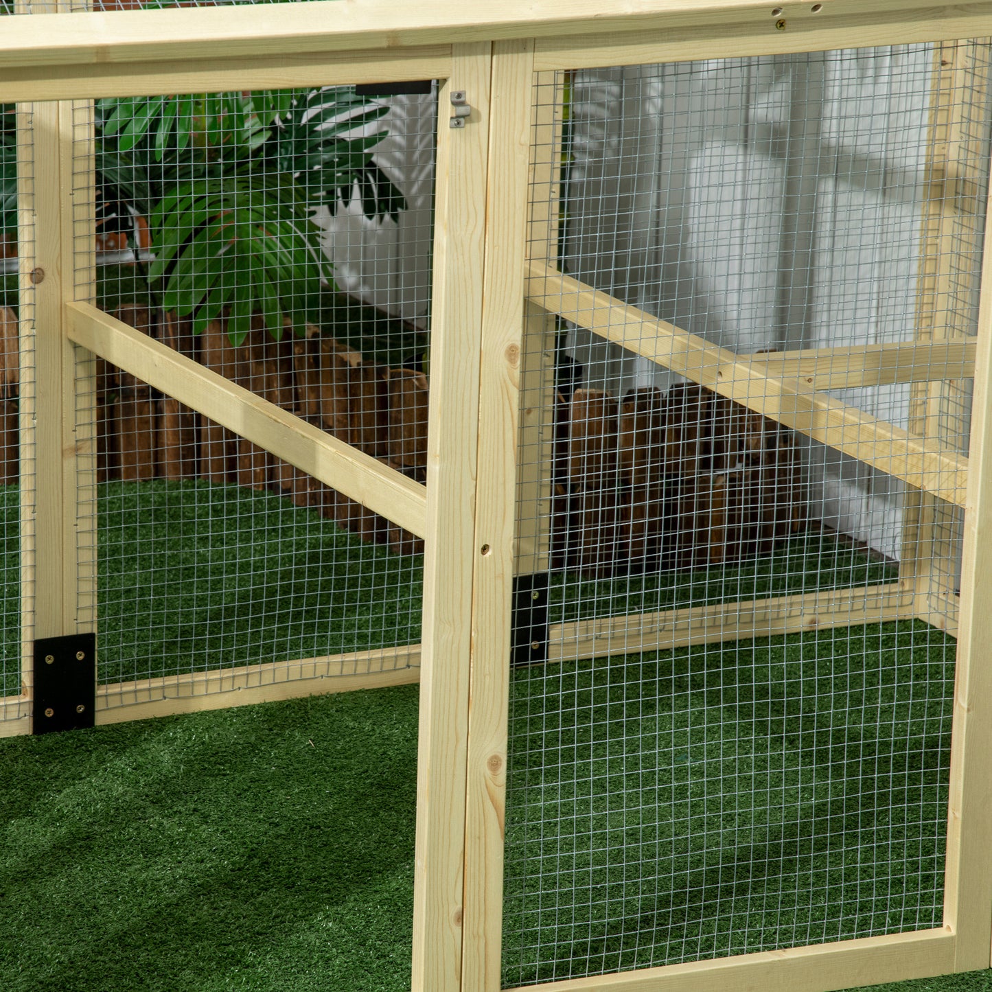 Kippenren Hennenhok Kippenkooi Kippenhok Kippenslaaphok – Houten Kippenrennen Natuurlijke Kleur – Ruimte 140x88,5x106 cm – Veilig Met Lockbare Deuren
