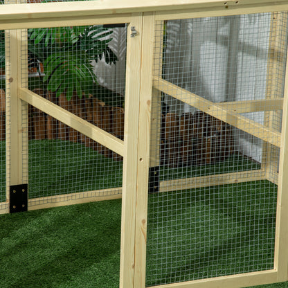 Kippenren Hennenhok Kippenkooi Kippenhok Kippenslaaphok – Houten Kippenrennen Natuurlijke Kleur – Ruimte 140x88,5x106 cm – Veilig Met Lockbare Deuren