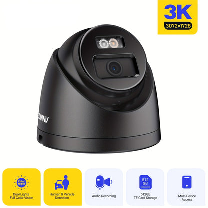 Buitencamera – Beveiligingscamera – IP Camera – CCTV Camera – Zwarte Beveiligingscamera – 3K Ultra HD Beeld – AI Mens- en Voertuigherkenning