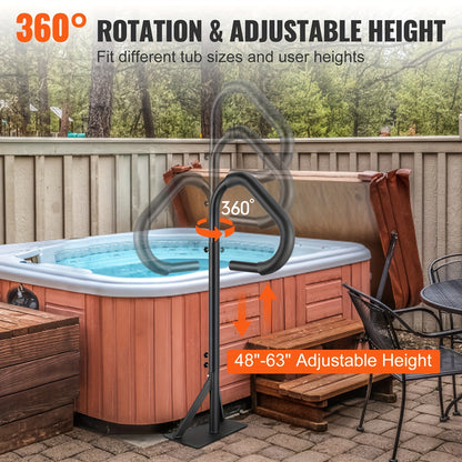 Hot Tub Handgreep – Spa Handrail – Veiligheidsleuning – In- en Uitstapbeugel – Spa Beugel – Verstelbaar 122-160 cm – Roestvrij Aluminium – 360° Draaibaar & Draagkracht 272 kg