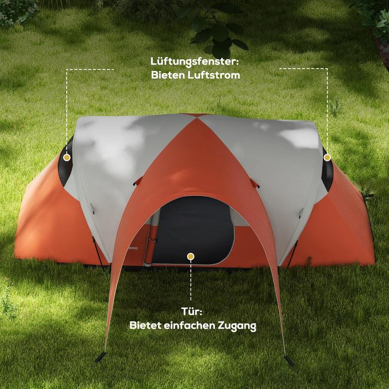 Large 5-6 Person Family Camping Tent with Front Porch - Heavy-Duty Portable Outdoor Tent for Group Camping,, Parties - Spacious Oval Tent for 5-6 s &, Ideal for Indoor/Outdoor Use (Red/White) - Holiday Gift
