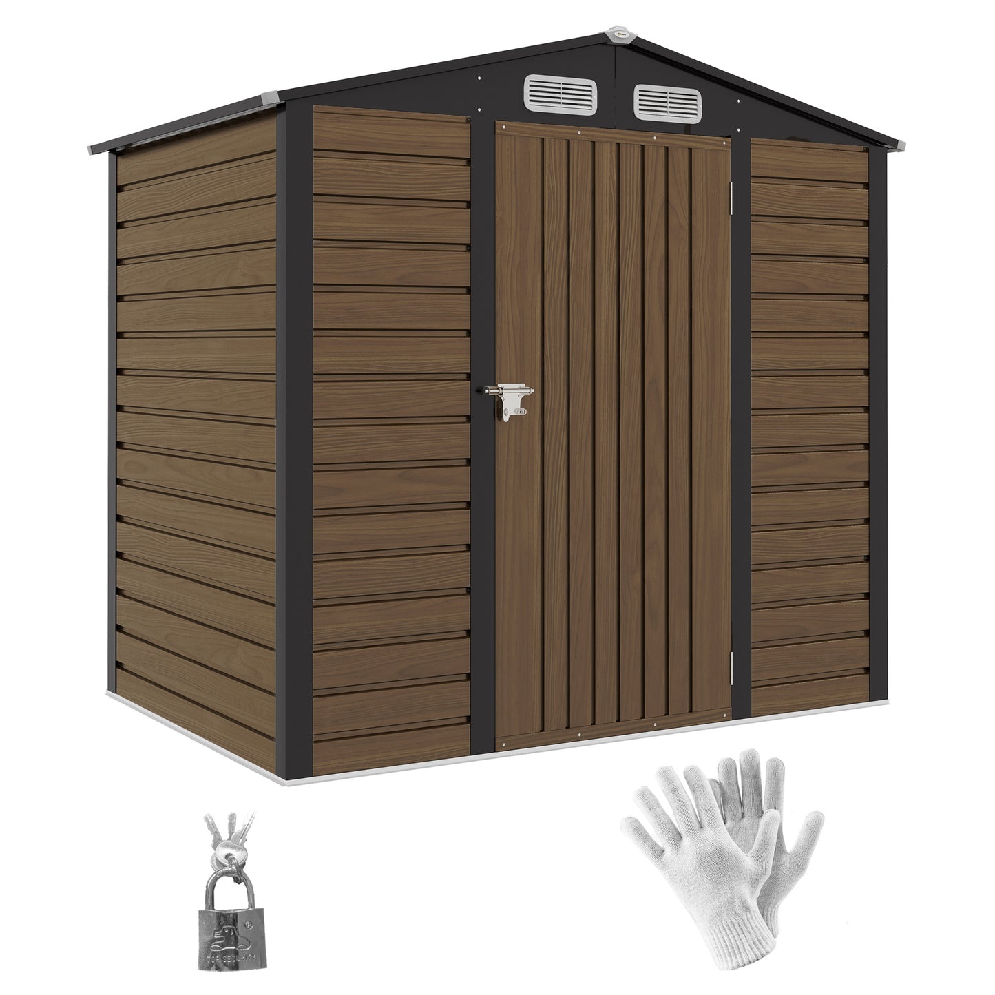 Tuinhuisje – Tuinberging – Tuinschuur – Berging – Tuinkast – Stalen Tuinhuisje Met Eiken Afwerking – Ventilatieopeningen – 2,27 m² Opbergruimte