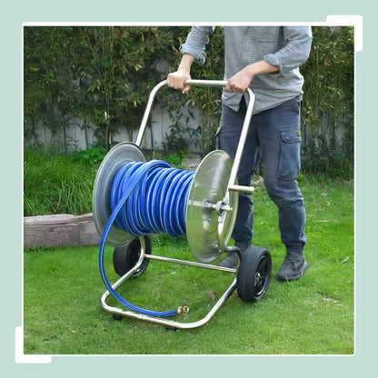 Slangenwagen – Slanghouder – Slanghaspel – Tuinslanghouder – Slangrek – XXL Capaciteit Tot 200 Meter – Roestvrij Stalen Frame Met Wielen