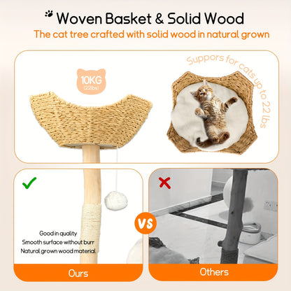 Krabpaal – Kattenboom – Kattenhuis – Kattentoren – Krabmeubel – 92x38,5x120 cm – Sisal Krabpalen & Pluche Bekleding – Stevig Houten Meubel