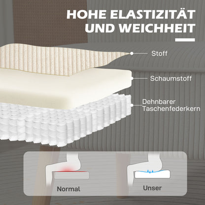 2-zits bank – tweezits sofa – loveseat – zitbank – kleine bank – zonder armleuningen – crème wit – gestoffeerd met cord stof – compacte loungebank – houten poten – 117x56,5x77 cm