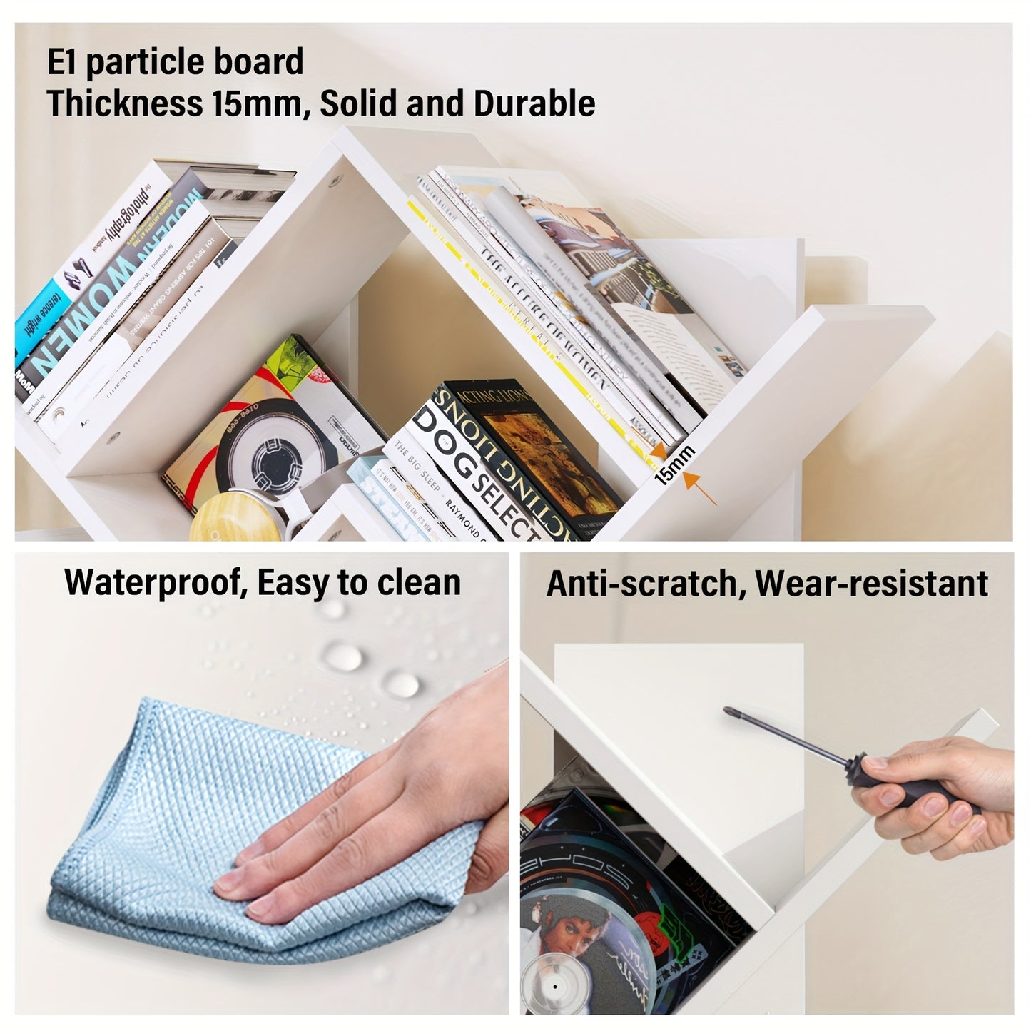 Boomvormige Boekenkast – Boekplank – Opbergkast – Wandrek – Boekenkast Met Lades – Wit Hout – Compact 60x20x100 cm – Vrijstaand & Duurzaam