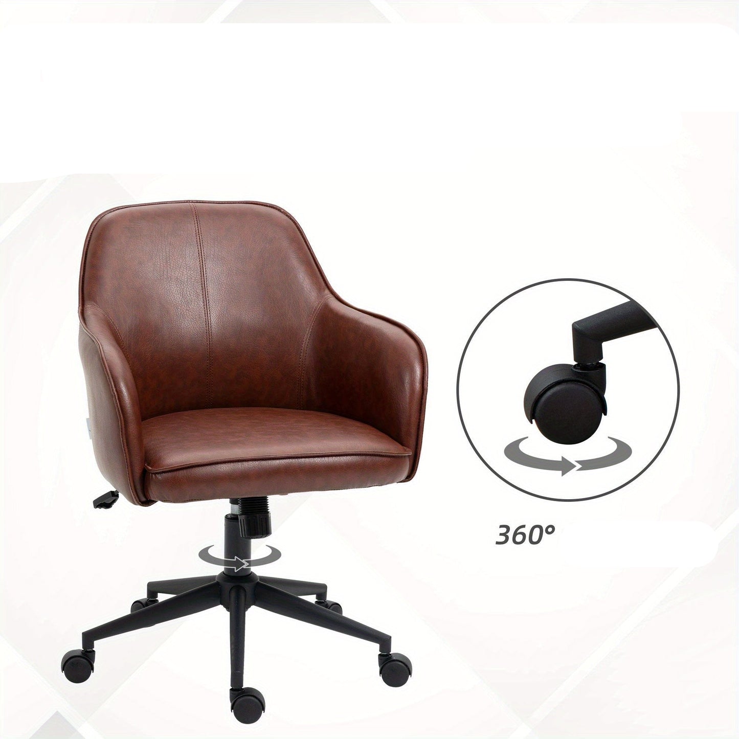 Bureaustoel – Kantoorstoel – Bureaustoelen – Bureau Stoel – Office Chair – Verstelbaar – Schommel­functie – Hardhouten Frame – Bruin Kunstleer – Max. 120 kg
