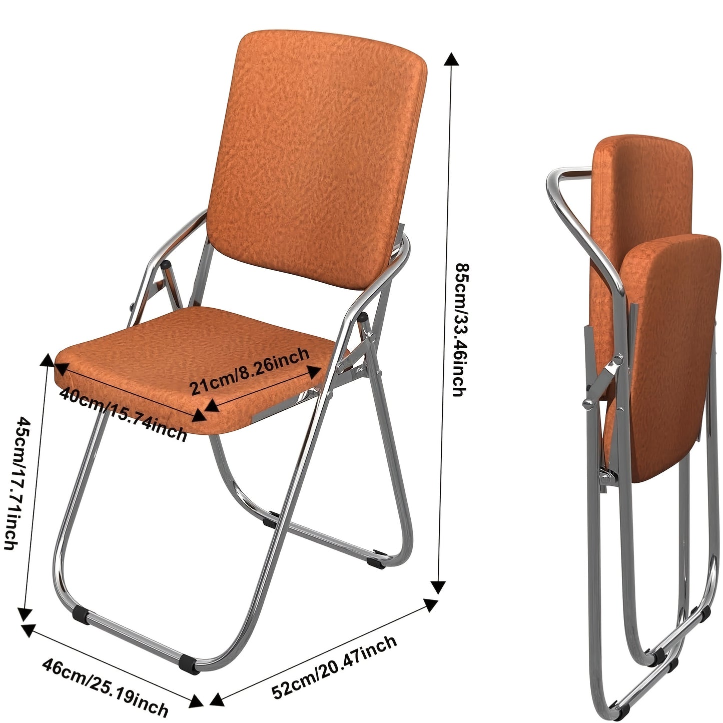 Opklapbare Eetkamerstoelen Set – Vouwstoelen – Klapstoelen – Stoelen Met Rugleuning – Bijeenkomststoelen – PU Leer – Stalen Frame – Lichtgewicht – 46x53x86 cm – Oranje