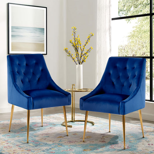 Bureaustoel – Stoel – Fauteuil – Zithoekstoel – Kantoorstoel – Set Van 2 – Velvet Bekleding – Verstelbare Rugleuning & Armleuningen – Metalen Poten – Comfortabele Gewatteerde Zitting – Gemakkelijk Schoon Te Maken – Grijs, Roze, Groen