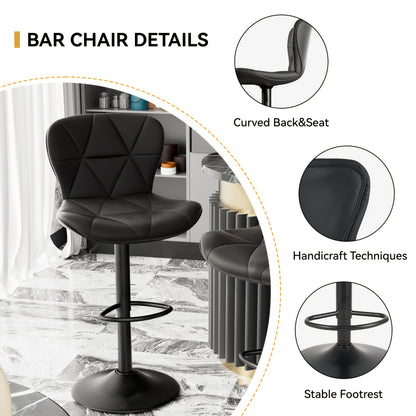 Barstoel – Barkruk – Barkrukken – Barstoelen – Keukenstoel – Verstelbaar – Zwart Kunstleer Met Memory Foam