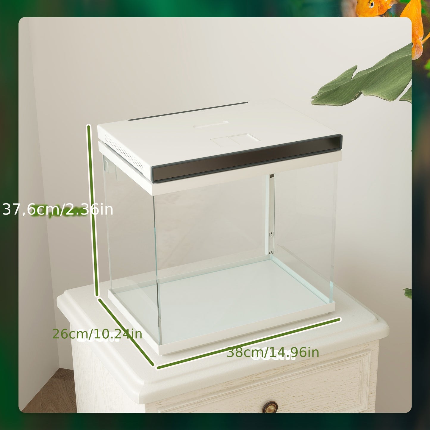 Aquarium – Vissenkom – Vissenbak – Visglas – Viskit – Rechthoekig – 26 Liter – Inclusief Filter en Pomp – Wit