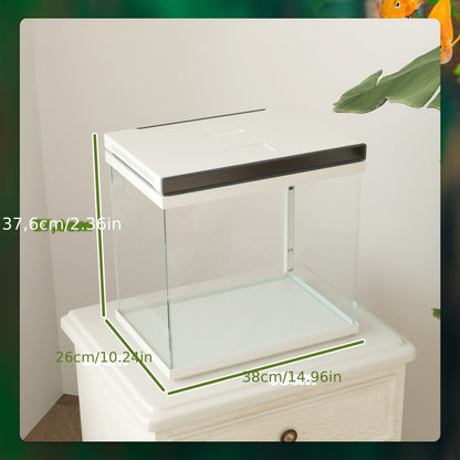 Aquarium – Vissenkom – Vissenbak – Visglas – Viskit – Rechthoekig – 26 Liter – Inclusief Filter en Pomp – Wit
