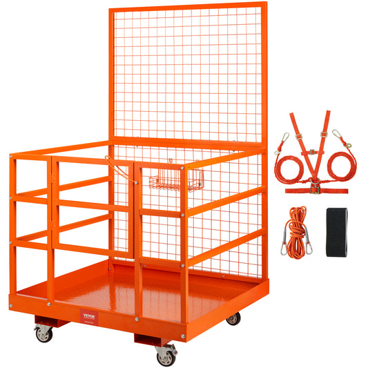 Heftruck Werkplatform – Veiligheidskooi – Heftruck Platform – Werkbak – Werkplatform Met Wieltjes – Draagvermogen 635 kg – Gegalvaniseerd Staal