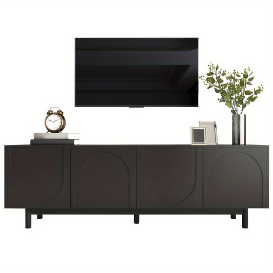 TV Meubel – TV Kast – Televisiemeubel – TV Dressoir – Media Meubel – Verstelbare Plank 127-150 cm – Zwart MDF & Spaanplaat – Lichtgewicht Duurzaam Design