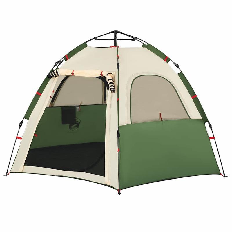 4-Persoons Tent – Familie Tent – Kampeertent – Outdoor Tent – Groene Tent – Quick-Open Systeem – Weerbestendig Polyester