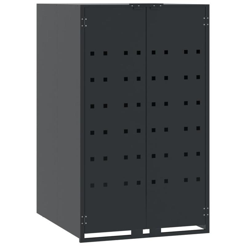 Afvalcontainer – Vuilnisbak – Afvalbak – Afvalemmer – Container – 2 Vaks – Stalen Behuizing – Wielen – Geventileerd Design – Ergonomische Handvatten – Antraciet – 138x79x117 cm – Zonder Elektriciteit
