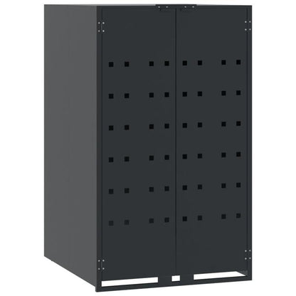 Afvalcontainer – Vuilnisbak – Afvalbak – Afvalemmer – Container – 2 Vaks – Stalen Behuizing – Wielen – Geventileerd Design – Ergonomische Handvatten – Antraciet – 138x79x117 cm – Zonder Elektriciteit