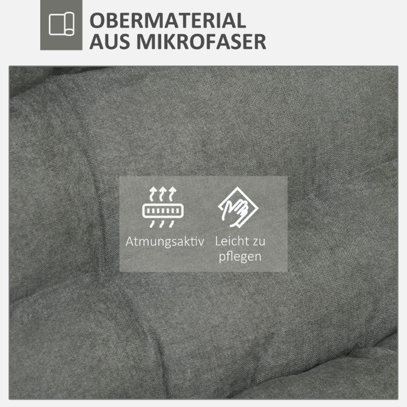 Vloerstoel – Zitzak Stoel – Relaxfauteuil – Lounge Chair – Zitkussen – Verstelbare Rugleuning – Grijs Microvezel – Comfortabel & Modern