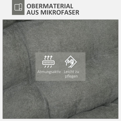 Vloerstoel – Zitzak Stoel – Relaxfauteuil – Lounge Chair – Zitkussen – Verstelbare Rugleuning – Grijs Microvezel – Comfortabel & Modern