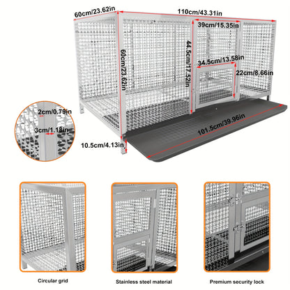 Kippenhok – Kippenren – Dierenren – Buitenhok – Dierenverblijf – Roestvrij Staal – Waterdichte Hoes – 110x70x60 cm