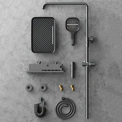 Douchekop – Handdouche – Regendouche – Digitale Douche – Doucheset – 5 Waterstraalstanden – Hydroelectrische Stroomvoorziening – Koper – Ambient Verlichting – Groot Display – Donkergrijs