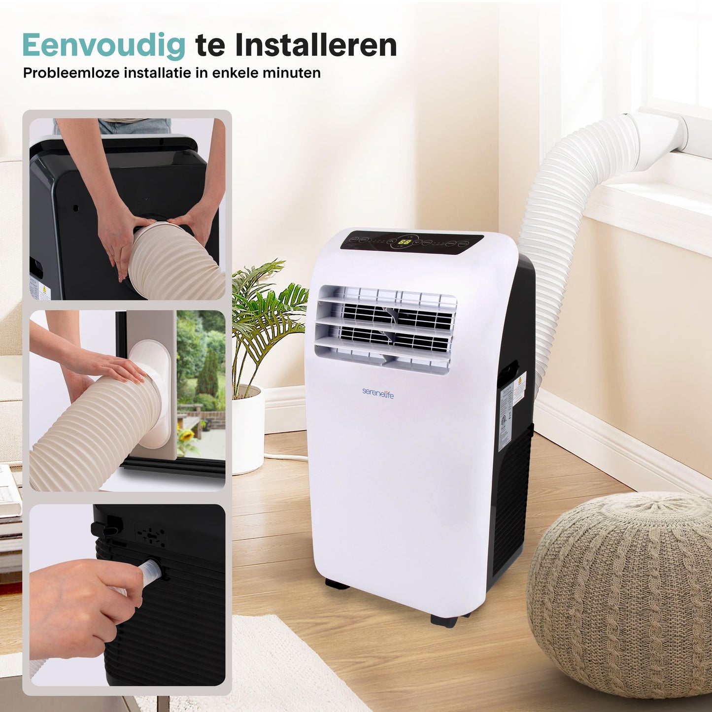 Airconditioner – Mobiele Airco – Draagbare Airconditioner – 3-in-1 Airco – Ontvochtiger – 9.000 BTU Koeling – Inclusief Afstandsbediening en Raamafdichtingskit