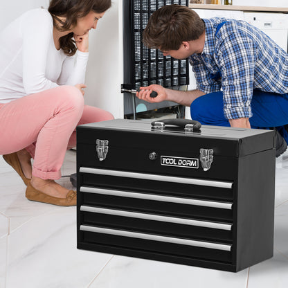 Gereedschapskist – Gereedschapswagen – Toolbox – Gereedschapskoffer – Opbergkist – Met 4 Laden & Metalen Sluiting – Duurzame Stalen Constructie – Ruime Opbergruimte