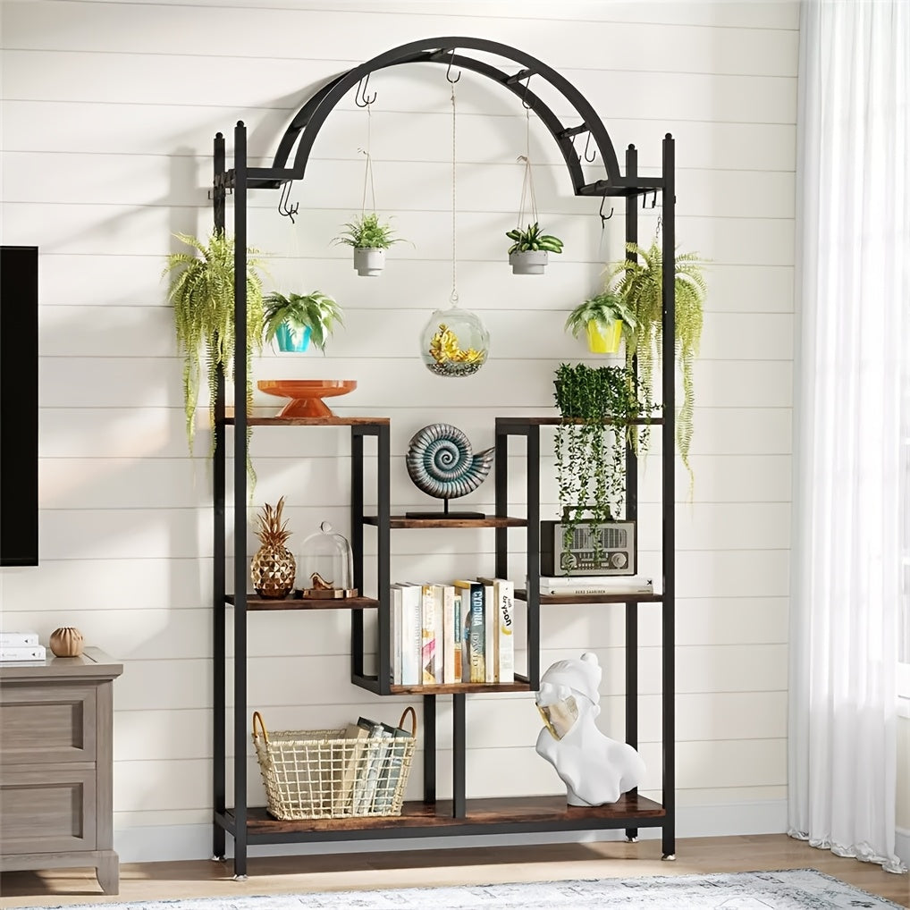 Plantenstandaard – Plantentafel – Bloemenrek – Plantenrek – Plantenkast – Zwart Metalen Frame – 5 Lagen Met Ophanghaken