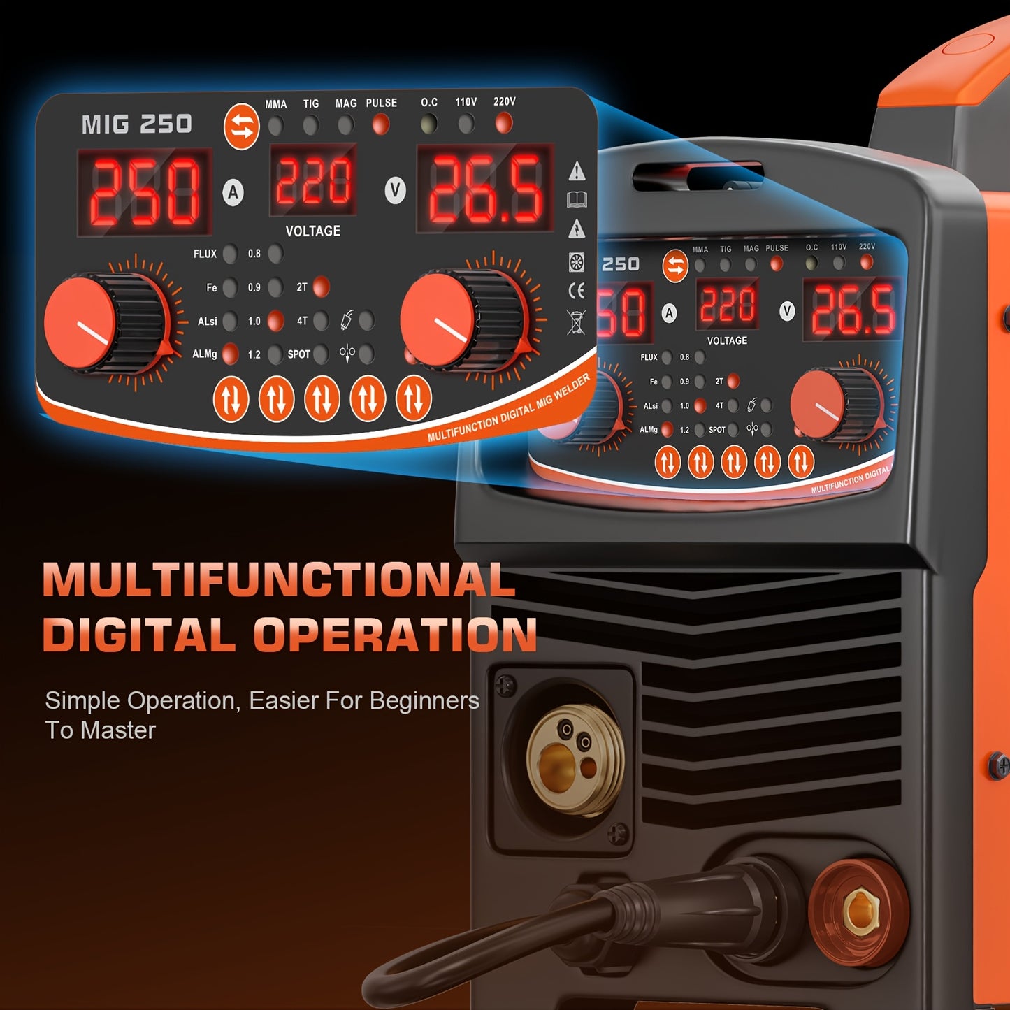 6-in-1 Lasmachine – MIG Lasapparaat – Elektrode Lasmachine – TIG Lasser – Puntlasmachine – Lichtgewicht & Compact – Snelle Draadvoeding & Gasdetectie