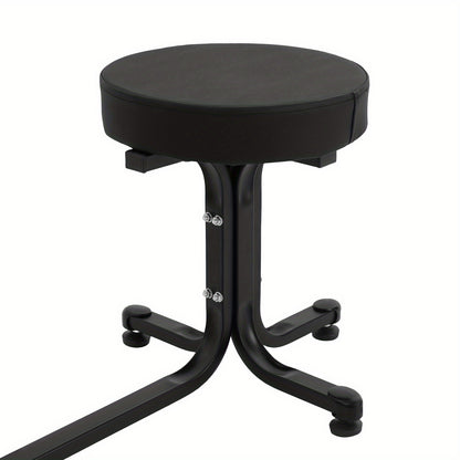 Pedicurekruk – Zadelkruk – Voetensteun – Nagelkruk – Werkkruk – Verstelbare Hoogte – Stevig Metalen Frame – Comfortabel PU-Leren Zitvlak – Max. Belastbaarheid 99,7 kg – Zwart