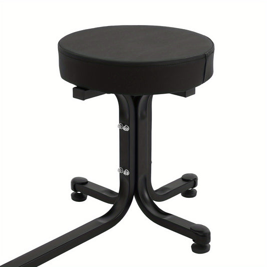 Pedicurekruk – Zadelkruk – Voetensteun – Nagelkruk – Werkkruk – Verstelbare Hoogte – Stevig Metalen Frame – Comfortabel PU-Leren Zitvlak – Max. Belastbaarheid 99,7 kg – Zwart