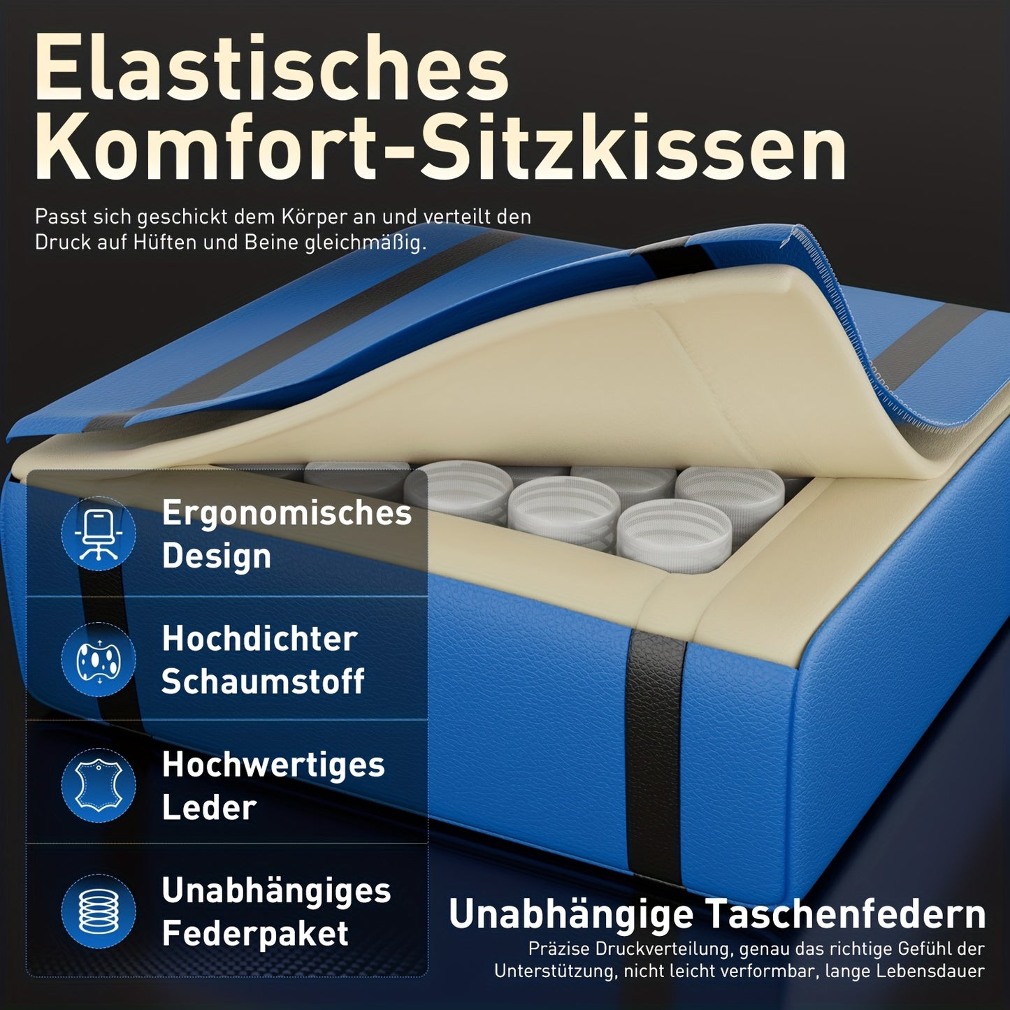 Gamingstoel – Gamestoel – Gaming Chair – Game Stoel – Bureaustoel – Verstelbare Rugleuning 90°-135° – Uitklapbare Voetsteun & Ergonomisch Neck Kussen