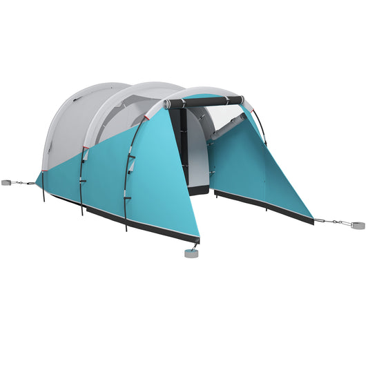 Gezinstent – Campingtent – Tunnel Tent – Reistent – Kampeertent – Voor 4-5 Personen – Ventilerend Met 2 Deuren – Eenvoudig Op Te Zetten – Blauw – 4,6 x 2,6 x 1,9 m