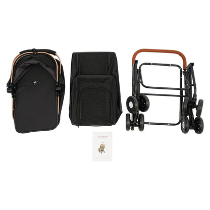3-in-1 Heavy-Duty Two-Tier Pet Stroller Compatible for Dogs & Cats - Heavy-Duty Oxford Fabric & Frame, Spacious 2-Tier Kennel with Ventilation, Design & All-Terrain Wheels - Lightweight Portable Cart for Twins/Pets