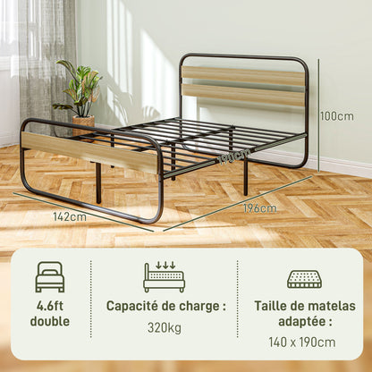 Tweepersoonsbed – Bed – Boxspring – Slaapbank – Bedframe – Industrieel Design – 140x190 cm – Stalen Frame Met Opbergruimte