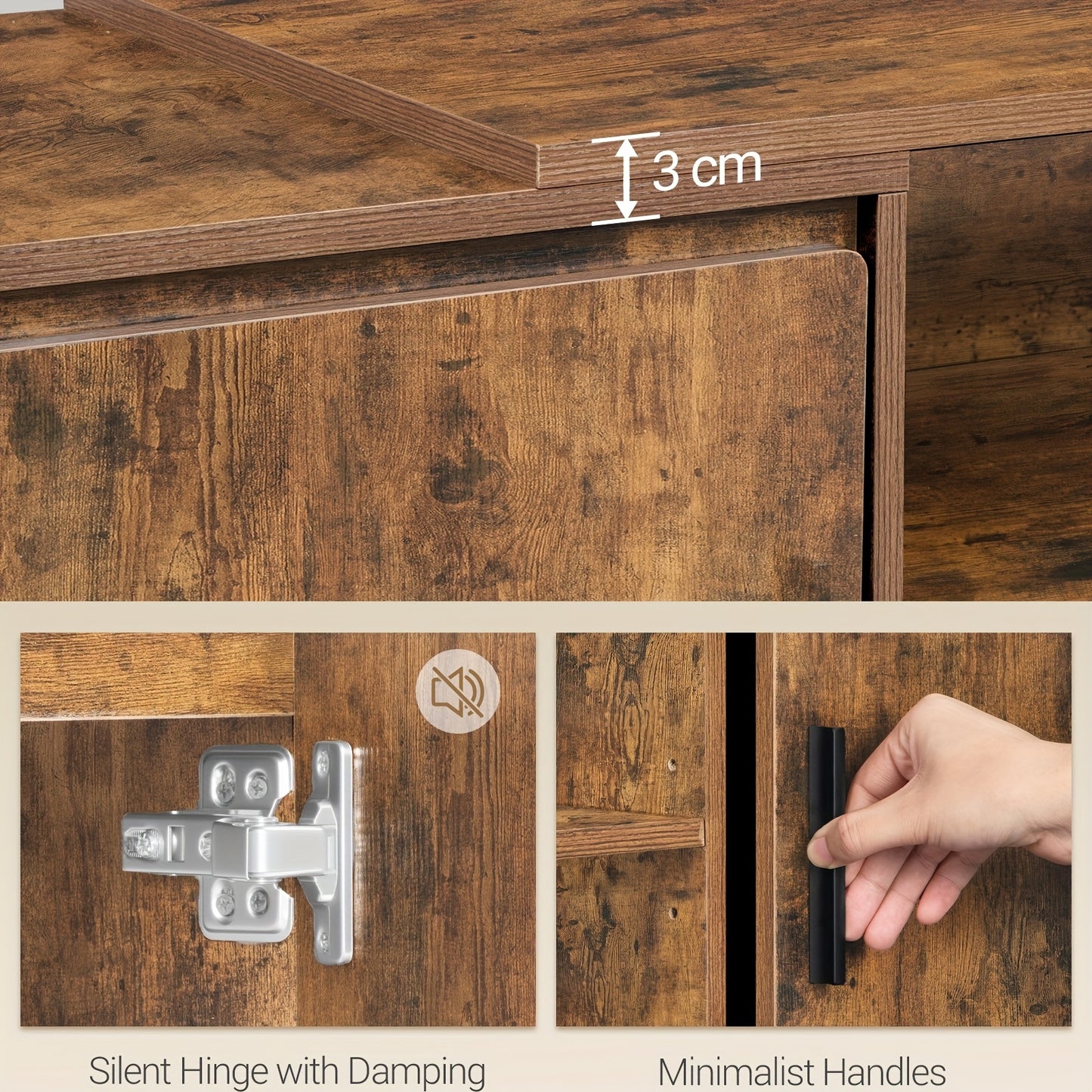 Tv Meubel – Tv Kast – Tv Stand – Mediameubel – Entertainment Center – Bruin – Voor Tv’s Tot 60 Inch – Met 2 Kasten En 2 Open Vakken – Afmetingen 40x140x51,5 cm