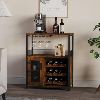 Opbergkast – Koffiekast – Barmeubel – Keukenkast – Vriestaande Kast – Verstelbare Planken – Valbeveiliging – Rustieke Bruin
