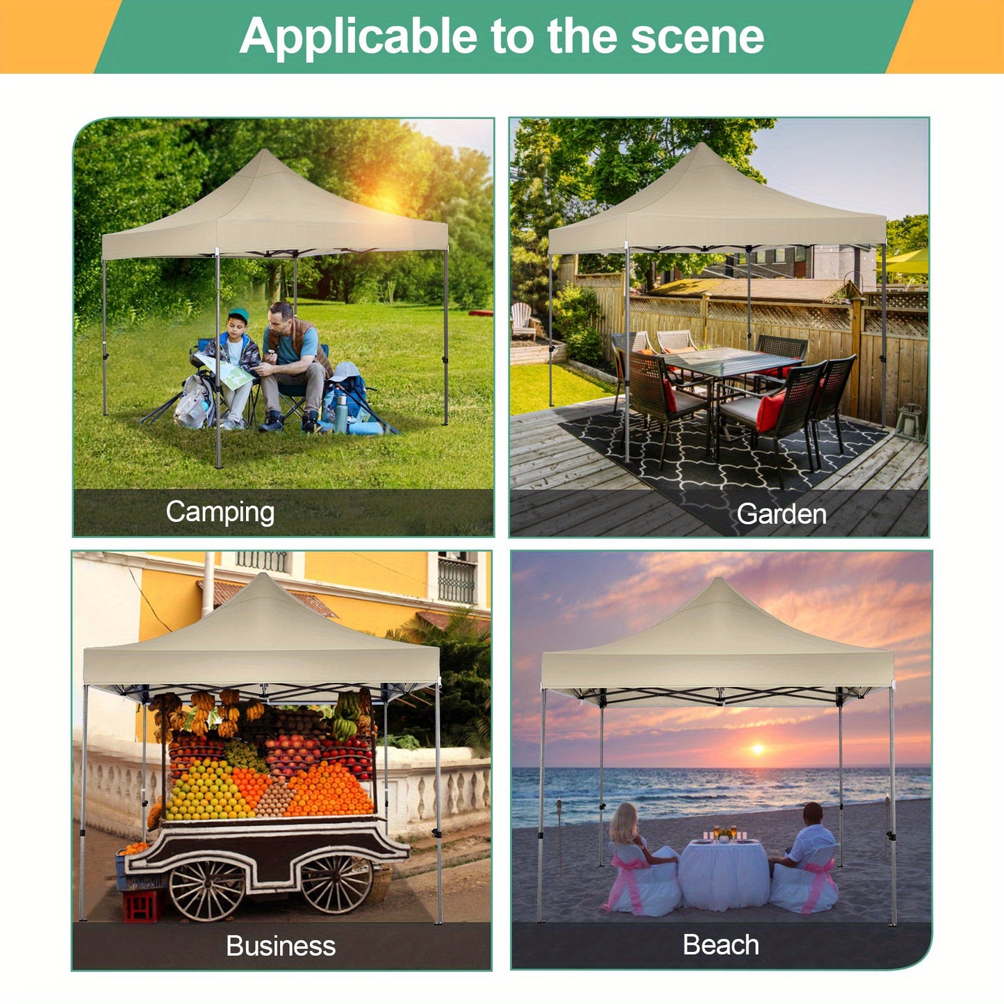 3.05x3.05meter Foldable Pop-Up Canopy with 4 Side Walls, Commercial Heavy Duty Awning, Quick to Set Up, Outdoor Party Tent, Instant Awning with Roller Bag, Suitable for Outdoor Camping, Market Events, Festival Exhibitions