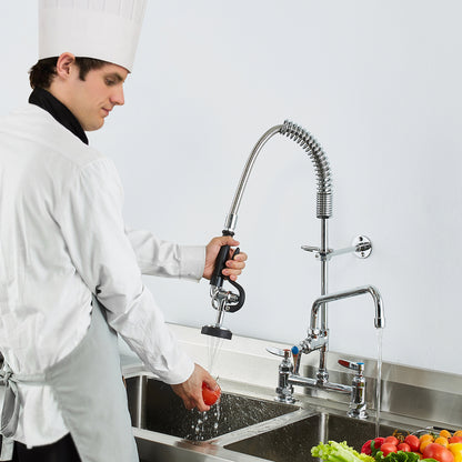 Professionele Keukenkraan – Keukenslang Kraan – Spoelbak Kraan – Mengkraan – Pre-Rinse Kraan – 26 Inch Hoogte – Duurzame Messing Constructie – Krachtige Pre-Rinse Sproeikop