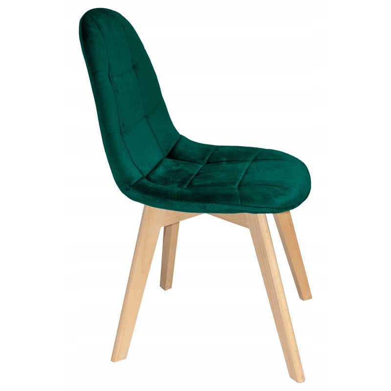 Scandinavische Designstoel – Eetkamerstoel – Bureaustoel – Velvet Stoel – Houten Stoel – Comfortabele Zitting – Stevige Beukenhouten Poten