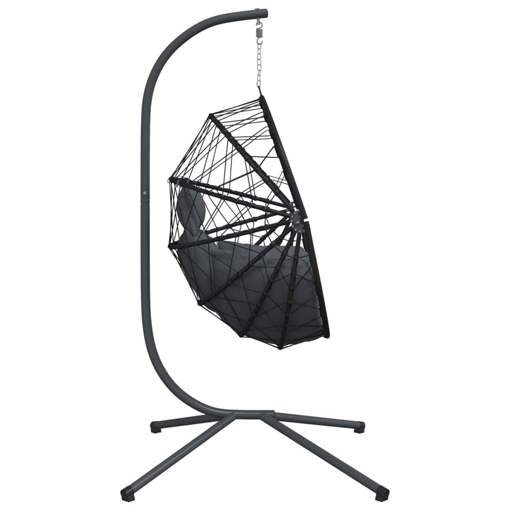 Hangstoel – Schommelstoel – Rattan Stoel – Tuinstoel – Relaxstoel – Antraciet – Stalen Frame – Afneembaar Kussen