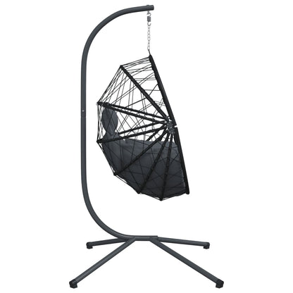 Hangstoel – Schommelstoel – Rattan Stoel – Tuinstoel – Relaxstoel – Antraciet – Stalen Frame – Afneembaar Kussen