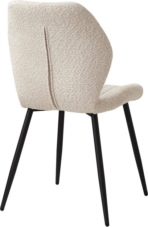Eetkamerstoelen set van 4 - Rugleuning - Fauteuil - Woonkamerstoelen - Kuipstoelen - Comfi Linnen Stof - Gewatteerde zitting - Metalen poten - Beige
